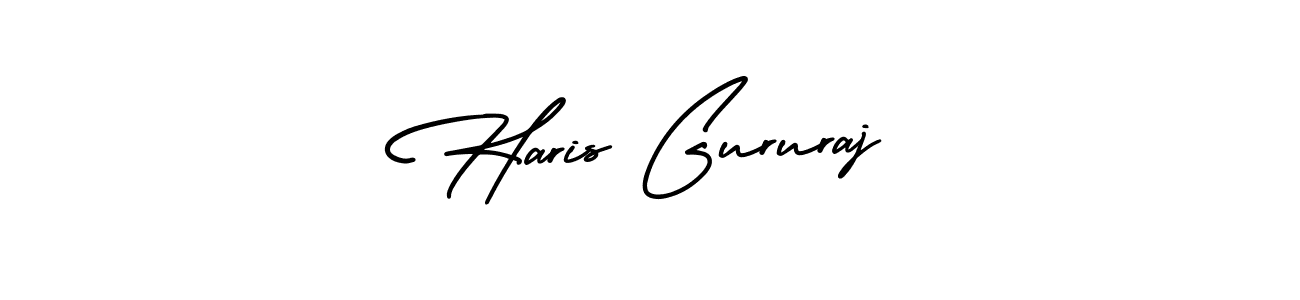 You should practise on your own different ways (AmerikaSignatureDemo-Regular) to write your name (Haris Gururaj) in signature. don't let someone else do it for you. Haris Gururaj signature style 3 images and pictures png