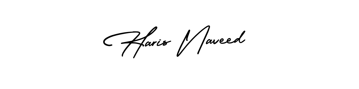 The best way (AmerikaSignatureDemo-Regular) to make a short signature is to pick only two or three words in your name. The name Haris Naveed include a total of six letters. For converting this name. Haris Naveed signature style 3 images and pictures png