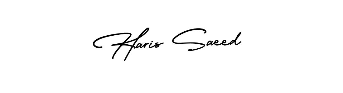 This is the best signature style for the Haris Saeed name. Also you like these signature font (AmerikaSignatureDemo-Regular). Mix name signature. Haris Saeed signature style 3 images and pictures png