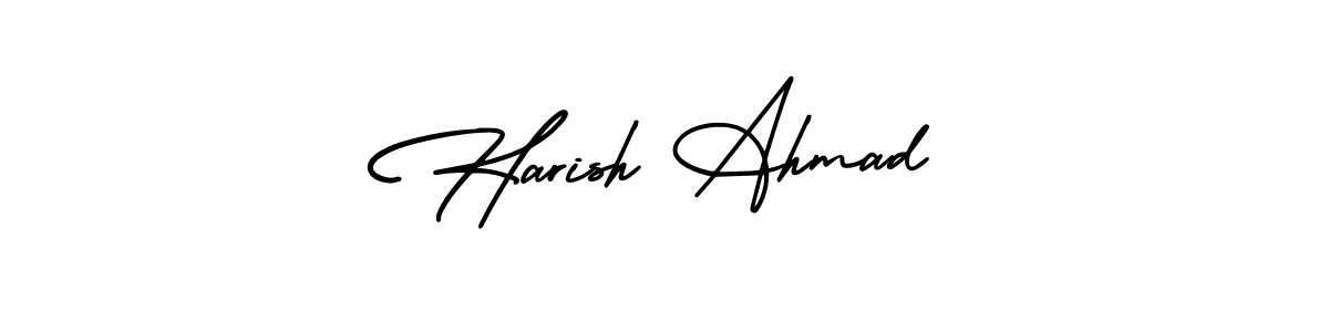 You should practise on your own different ways (AmerikaSignatureDemo-Regular) to write your name (Harish Ahmad) in signature. don't let someone else do it for you. Harish Ahmad signature style 3 images and pictures png