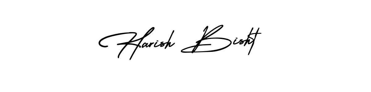 You should practise on your own different ways (AmerikaSignatureDemo-Regular) to write your name (Harish Bisht) in signature. don't let someone else do it for you. Harish Bisht signature style 3 images and pictures png