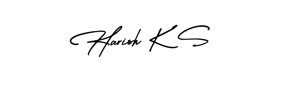 This is the best signature style for the Harish K S name. Also you like these signature font (AmerikaSignatureDemo-Regular). Mix name signature. Harish K S signature style 3 images and pictures png