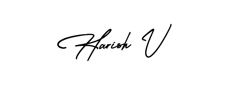 Use a signature maker to create a handwritten signature online. With this signature software, you can design (AmerikaSignatureDemo-Regular) your own signature for name Harish V. Harish V signature style 3 images and pictures png