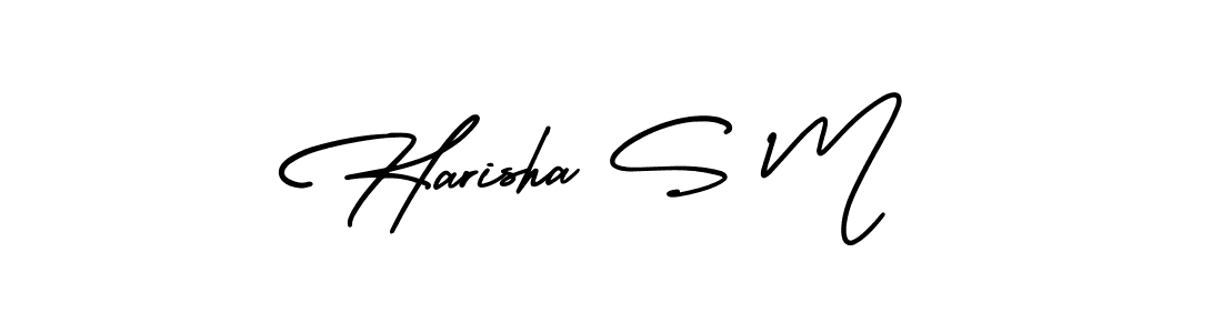 Make a beautiful signature design for name Harisha S M. With this signature (AmerikaSignatureDemo-Regular) style, you can create a handwritten signature for free. Harisha S M signature style 3 images and pictures png