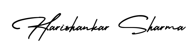 Designed for modern professionals: Harishankar Sharma name signature crafted with AmerikaSignatureDemo-Regular script. Ready for digital PDF workflows. Harishankar Sharma signature style 3 images and pictures png