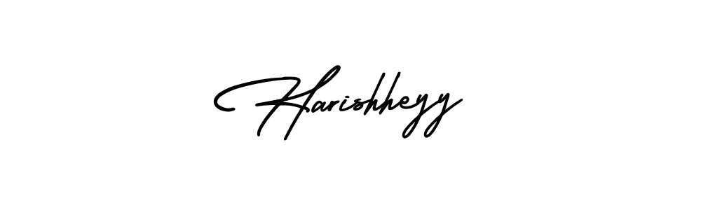 The best way (AmerikaSignatureDemo-Regular) to make a short signature is to pick only two or three words in your name. The name Harishheyy include a total of six letters. For converting this name. Harishheyy signature style 3 images and pictures png