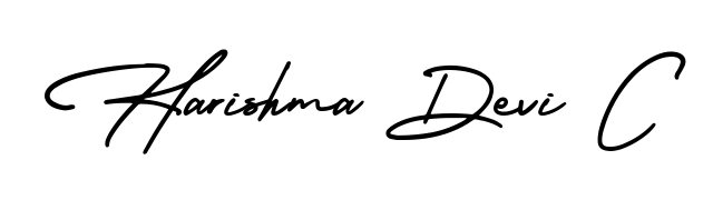 Get inspired by this graceful AmerikaSignatureDemo-Regular signature style for name Harishma Devi C. Smooth loops and balanced proportions for everyday use. Harishma Devi C signature style 3 images and pictures png