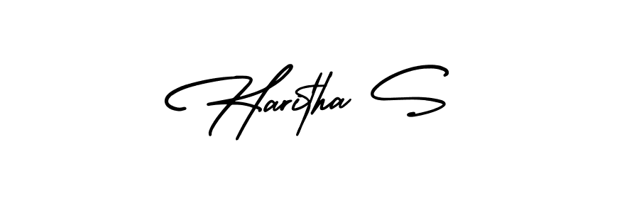 Create a beautiful signature design for name Haritha S. With this signature (AmerikaSignatureDemo-Regular) fonts, you can make a handwritten signature for free. Haritha S signature style 3 images and pictures png