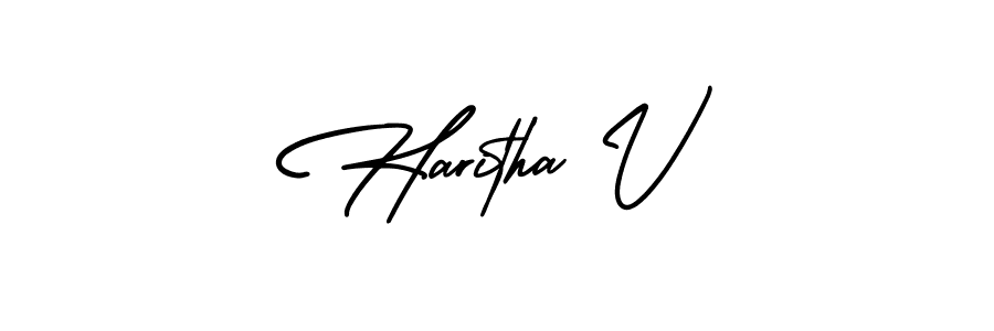 AmerikaSignatureDemo-Regular is a professional signature style that is perfect for those who want to add a touch of class to their signature. It is also a great choice for those who want to make their signature more unique. Get Haritha V name to fancy signature for free. Haritha V signature style 3 images and pictures png
