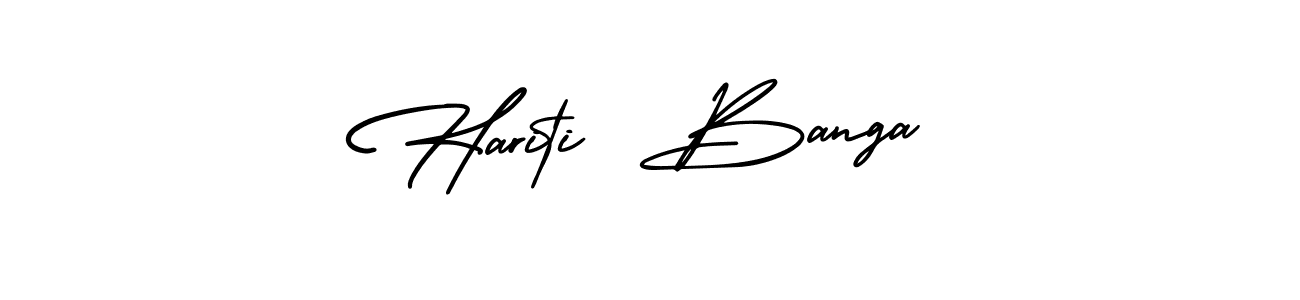 if you are searching for the best signature style for your name Hariti  Banga. so please give up your signature search. here we have designed multiple signature styles  using AmerikaSignatureDemo-Regular. Hariti  Banga signature style 3 images and pictures png