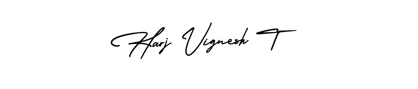 It looks lik you need a new signature style for name Harj Vignesh T. Design unique handwritten (AmerikaSignatureDemo-Regular) signature with our free signature maker in just a few clicks. Harj Vignesh T signature style 3 images and pictures png