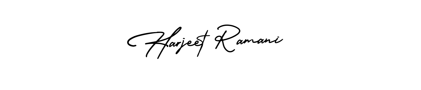 The best way (AmerikaSignatureDemo-Regular) to make a short signature is to pick only two or three words in your name. The name Harjeet Ramani include a total of six letters. For converting this name. Harjeet Ramani signature style 3 images and pictures png