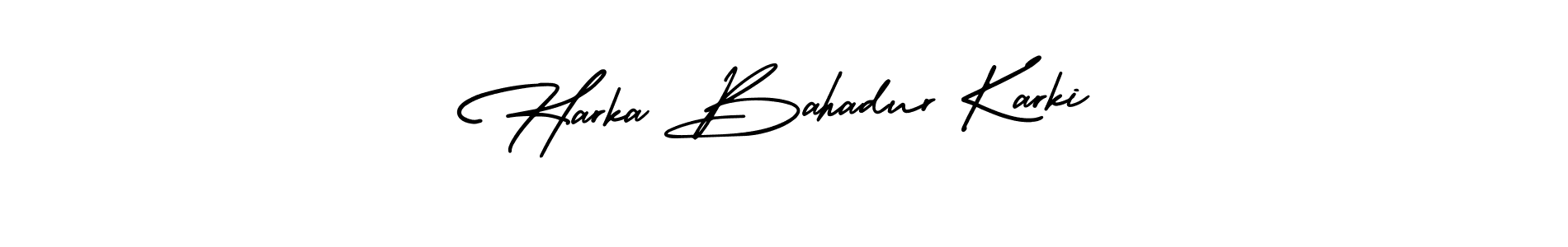 AmerikaSignatureDemo-Regular is a professional signature style that is perfect for those who want to add a touch of class to their signature. It is also a great choice for those who want to make their signature more unique. Get Harka Bahadur Karki name to fancy signature for free. Harka Bahadur Karki signature style 3 images and pictures png