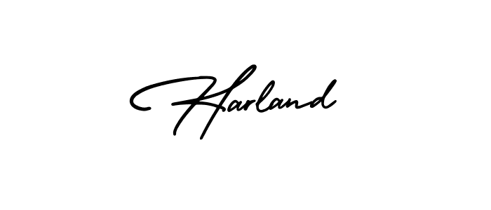 if you are searching for the best signature style for your name Harland. so please give up your signature search. here we have designed multiple signature styles  using AmerikaSignatureDemo-Regular. Harland signature style 3 images and pictures png