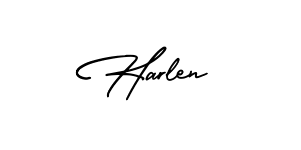 Make a beautiful signature design for name Harlen. With this signature (AmerikaSignatureDemo-Regular) style, you can create a handwritten signature for free. Harlen signature style 3 images and pictures png