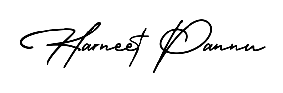 A timeless handwritten aesthetic for Harneet Pannu. The AmerikaSignatureDemo-Regular font gives your signature a handcrafted feel with natural curves. Harneet Pannu signature style 3 images and pictures png