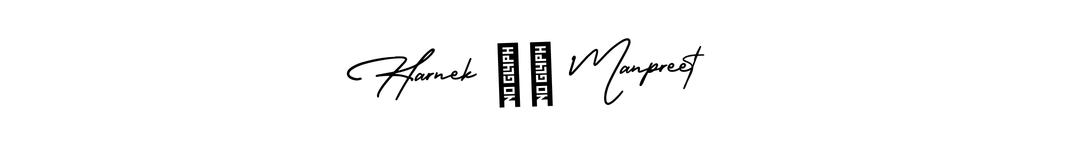 This is the best signature style for the Harnek ❤️ Manpreet name. Also you like these signature font (AmerikaSignatureDemo-Regular). Mix name signature. Harnek ❤️ Manpreet signature style 3 images and pictures png