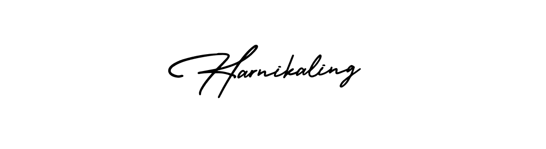 You should practise on your own different ways (AmerikaSignatureDemo-Regular) to write your name (Harnikaling) in signature. don't let someone else do it for you. Harnikaling signature style 3 images and pictures png