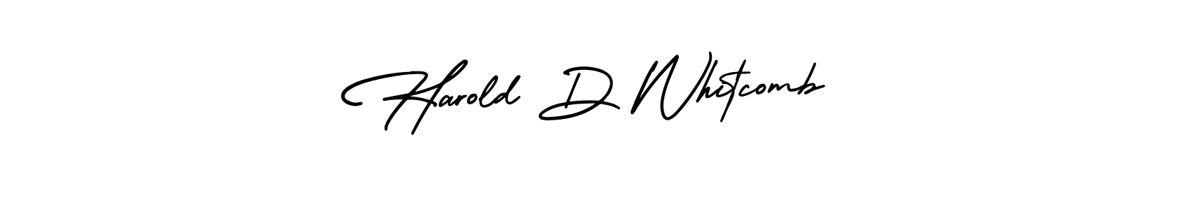 The best way (AmerikaSignatureDemo-Regular) to make a short signature is to pick only two or three words in your name. The name Harold D Whitcomb include a total of six letters. For converting this name. Harold D Whitcomb signature style 3 images and pictures png