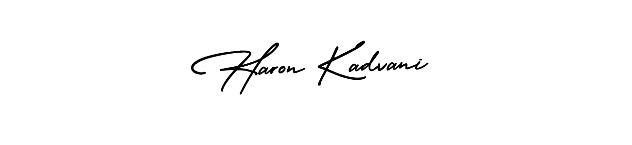 The best way (AmerikaSignatureDemo-Regular) to make a short signature is to pick only two or three words in your name. The name Haron Kadvani include a total of six letters. For converting this name. Haron Kadvani signature style 3 images and pictures png