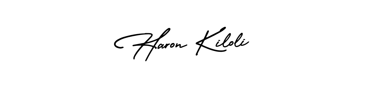 Haron Kiloli stylish signature style. Best Handwritten Sign (AmerikaSignatureDemo-Regular) for my name. Handwritten Signature Collection Ideas for my name Haron Kiloli. Haron Kiloli signature style 3 images and pictures png