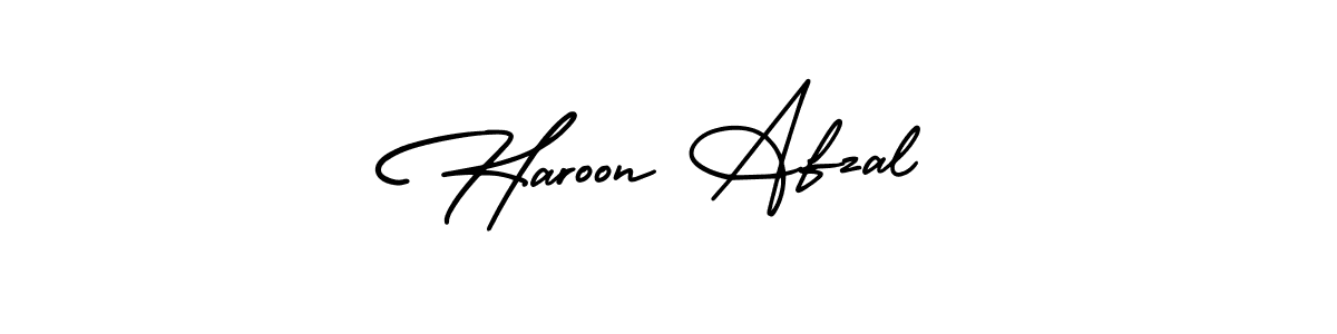 The best way (AmerikaSignatureDemo-Regular) to make a short signature is to pick only two or three words in your name. The name Haroon Afzal include a total of six letters. For converting this name. Haroon Afzal signature style 3 images and pictures png