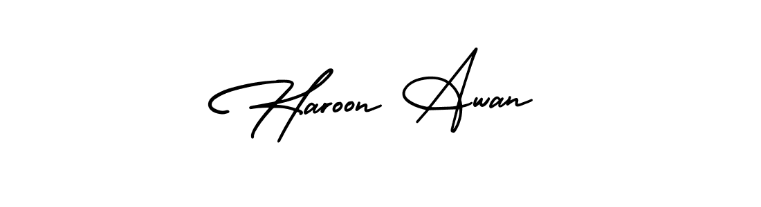 How to make Haroon Awan name signature. Use AmerikaSignatureDemo-Regular style for creating short signs online. This is the latest handwritten sign. Haroon Awan signature style 3 images and pictures png