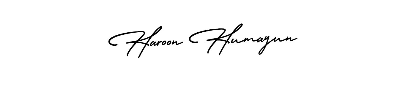 This is the best signature style for the Haroon Humayun name. Also you like these signature font (AmerikaSignatureDemo-Regular). Mix name signature. Haroon Humayun signature style 3 images and pictures png