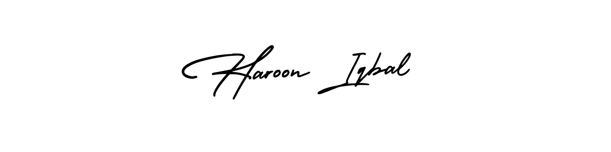 You should practise on your own different ways (AmerikaSignatureDemo-Regular) to write your name (Haroon Iqbal) in signature. don't let someone else do it for you. Haroon Iqbal signature style 3 images and pictures png