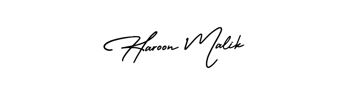You should practise on your own different ways (AmerikaSignatureDemo-Regular) to write your name (Haroon Malik) in signature. don't let someone else do it for you. Haroon Malik signature style 3 images and pictures png