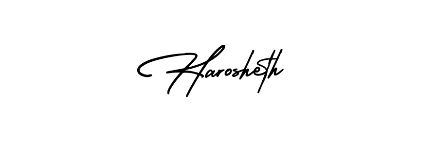 Use a signature maker to create a handwritten signature online. With this signature software, you can design (AmerikaSignatureDemo-Regular) your own signature for name Harosheth. Harosheth signature style 3 images and pictures png