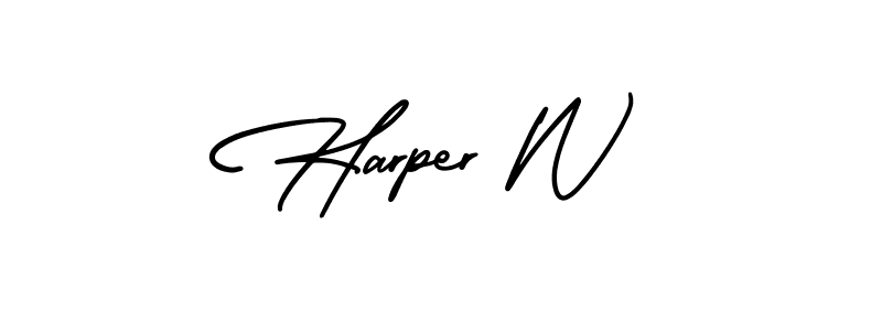 Harper W stylish signature style. Best Handwritten Sign (AmerikaSignatureDemo-Regular) for my name. Handwritten Signature Collection Ideas for my name Harper W. Harper W signature style 3 images and pictures png