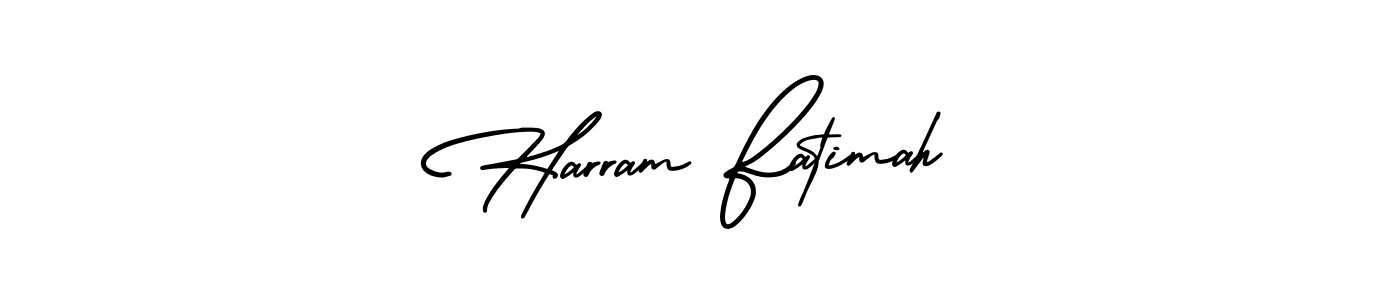 How to make Harram Fatimah name signature. Use AmerikaSignatureDemo-Regular style for creating short signs online. This is the latest handwritten sign. Harram Fatimah signature style 3 images and pictures png