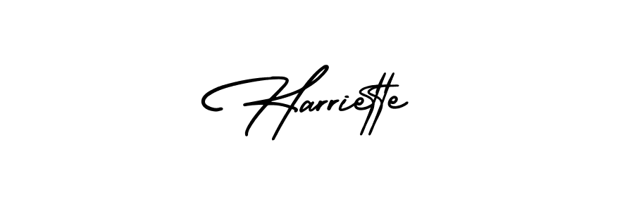 The best way (AmerikaSignatureDemo-Regular) to make a short signature is to pick only two or three words in your name. The name Harriette include a total of six letters. For converting this name. Harriette signature style 3 images and pictures png