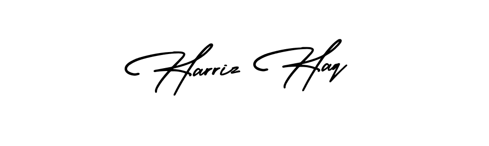 Create a beautiful signature design for name Harriz Haq. With this signature (AmerikaSignatureDemo-Regular) fonts, you can make a handwritten signature for free. Harriz Haq signature style 3 images and pictures png