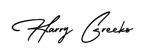 The AmerikaSignatureDemo-Regular typeface gives name Harry Greeks a refined look. Suitable for certificates, diplomas, and official verification. Harry Greeks signature style 3 images and pictures png