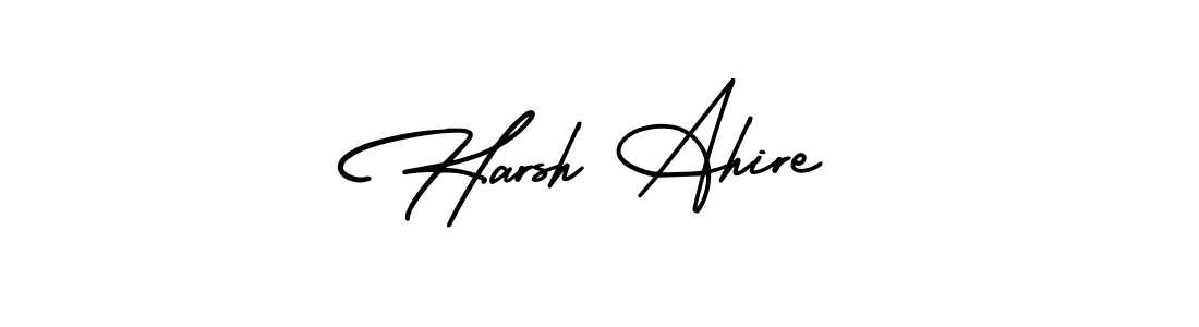 The best way (AmerikaSignatureDemo-Regular) to make a short signature is to pick only two or three words in your name. The name Harsh Ahire include a total of six letters. For converting this name. Harsh Ahire signature style 3 images and pictures png