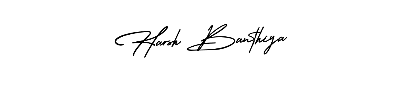 You should practise on your own different ways (AmerikaSignatureDemo-Regular) to write your name (Harsh Banthiya) in signature. don't let someone else do it for you. Harsh Banthiya signature style 3 images and pictures png