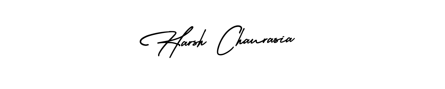 The best way (AmerikaSignatureDemo-Regular) to make a short signature is to pick only two or three words in your name. The name Harsh Chaurasia include a total of six letters. For converting this name. Harsh Chaurasia signature style 3 images and pictures png