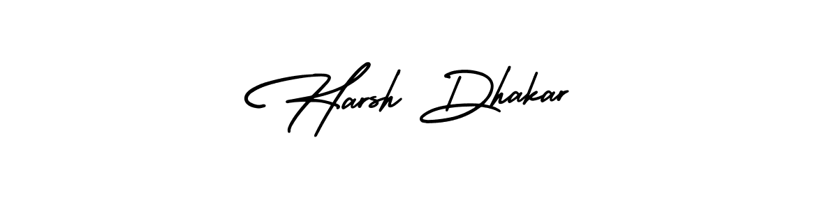 The best way (AmerikaSignatureDemo-Regular) to make a short signature is to pick only two or three words in your name. The name Harsh Dhakar include a total of six letters. For converting this name. Harsh Dhakar signature style 3 images and pictures png