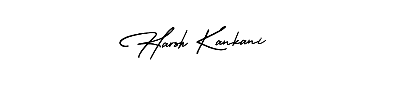 The best way (AmerikaSignatureDemo-Regular) to make a short signature is to pick only two or three words in your name. The name Harsh Kankani include a total of six letters. For converting this name. Harsh Kankani signature style 3 images and pictures png