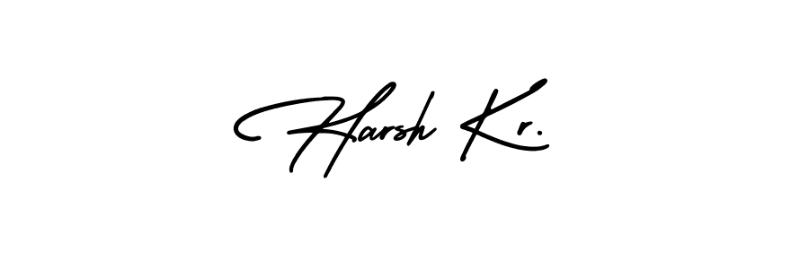 You should practise on your own different ways (AmerikaSignatureDemo-Regular) to write your name (Harsh Kr.) in signature. don't let someone else do it for you. Harsh Kr. signature style 3 images and pictures png