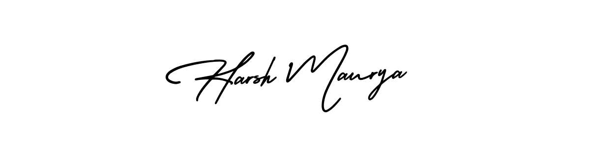 You should practise on your own different ways (AmerikaSignatureDemo-Regular) to write your name (Harsh Maurya) in signature. don't let someone else do it for you. Harsh Maurya signature style 3 images and pictures png