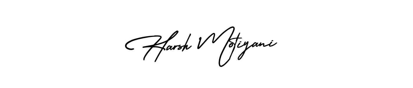 It looks lik you need a new signature style for name Harsh Motiyani. Design unique handwritten (AmerikaSignatureDemo-Regular) signature with our free signature maker in just a few clicks. Harsh Motiyani signature style 3 images and pictures png