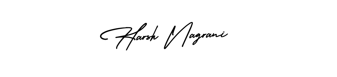 You should practise on your own different ways (AmerikaSignatureDemo-Regular) to write your name (Harsh Nagrani) in signature. don't let someone else do it for you. Harsh Nagrani signature style 3 images and pictures png