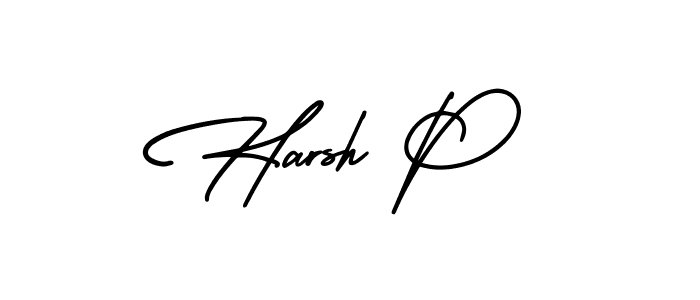 How to make Harsh P name signature. Use AmerikaSignatureDemo-Regular style for creating short signs online. This is the latest handwritten sign. Harsh P signature style 3 images and pictures png