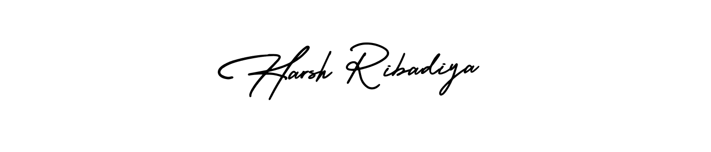 Use a signature maker to create a handwritten signature online. With this signature software, you can design (AmerikaSignatureDemo-Regular) your own signature for name Harsh Ribadiya. Harsh Ribadiya signature style 3 images and pictures png