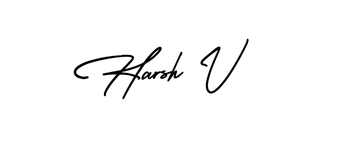 Use a signature maker to create a handwritten signature online. With this signature software, you can design (AmerikaSignatureDemo-Regular) your own signature for name Harsh V. Harsh V signature style 3 images and pictures png