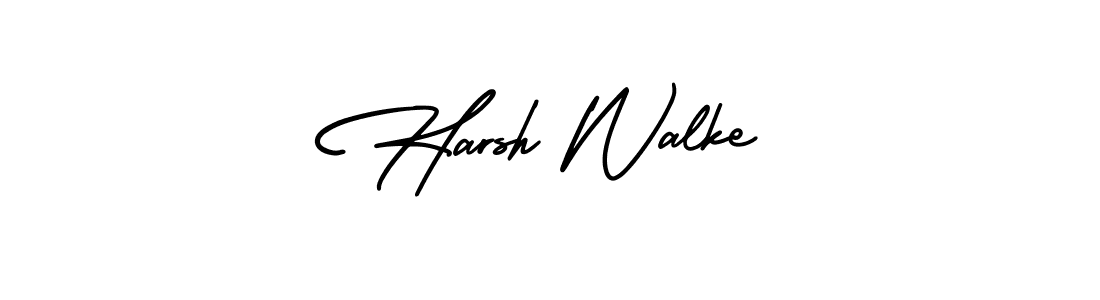 You should practise on your own different ways (AmerikaSignatureDemo-Regular) to write your name (Harsh Walke) in signature. don't let someone else do it for you. Harsh Walke signature style 3 images and pictures png