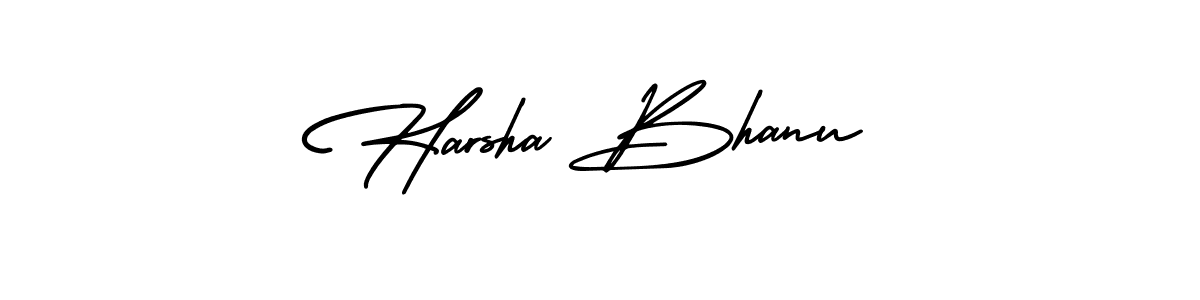 The best way (AmerikaSignatureDemo-Regular) to make a short signature is to pick only two or three words in your name. The name Harsha Bhanu include a total of six letters. For converting this name. Harsha Bhanu signature style 3 images and pictures png